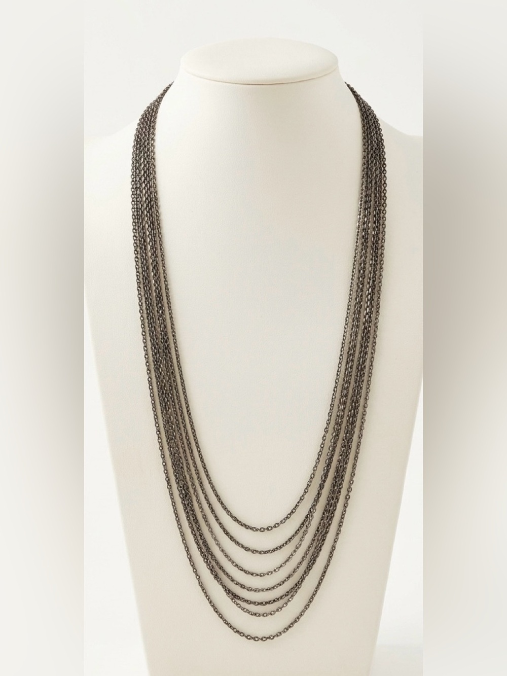 Multi-Strand Gunmetal Layered Necklace - Women Jewelry